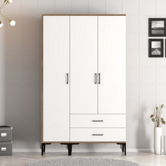 Kumsal Garderobe 120 cm - Brun/Hvit