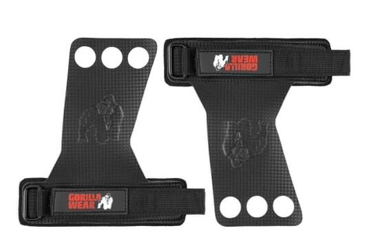 3-Hole Carbon Lifting Grips, black, medium 3-Hole Carbon Lifting Grips, black, medium