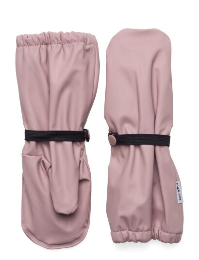 mikk-line Pu Rain Mittens W. Fleece - Pink - 86/92