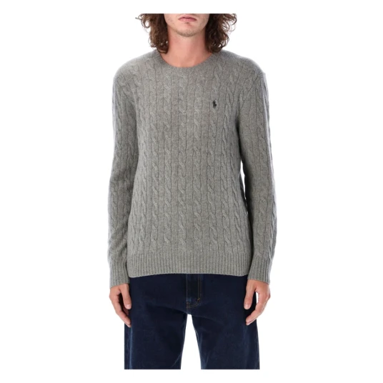 Polo Ralph Lauren Wool/Cashmere Cable Crew Neck Fawn Grey Heather Polo Ralph Lauren Wool/Cashmere Cable Crew Neck Fawn Grey Heather