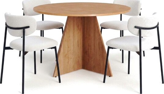 Vera spisegruppe rund 110 cm eik med 4 Lucy spisestoler Eik Vera spisegruppe rund 110 cm eik med 4 Lucy spisestoler Eik