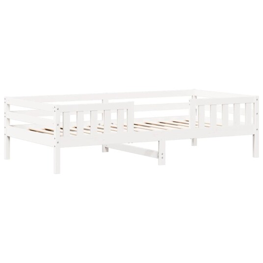 Sengeramme med tak hvit 100x200 cm heltre furu 8721102670558