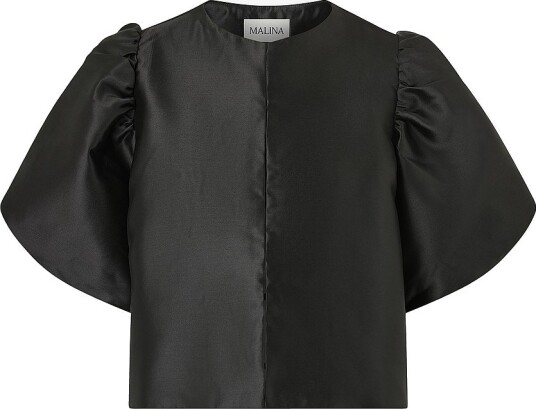 By Malina   Bluse Cleo Puff Sleeve Satin Blouse   Svart