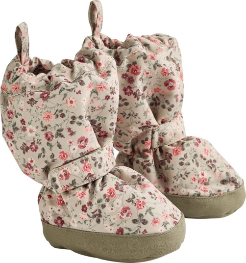 Wheat Fotpose m. Fleece Grey Måneblomster Wheat 12 24 md Overtrekkssko Beige Grønn Rosa 80 92