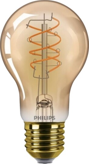 Philips   Led Filamentlyspære   Form: A60   E27   8 W Ekvivalent 60 W   Klasse E   Flammelys   2200 K   Ravgul