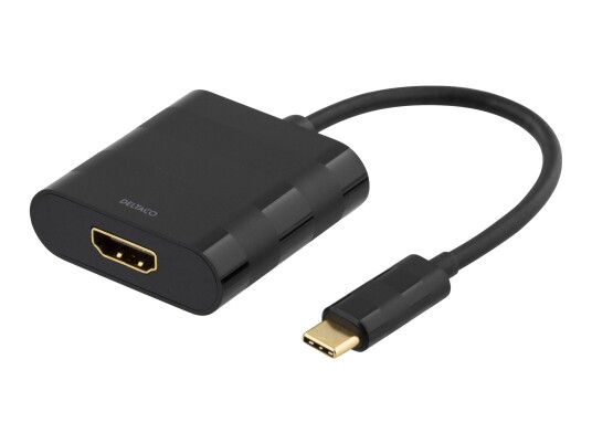 Deltaco USB-C til HDMI adapter 4K/60Hz svart - Videotilbehør
