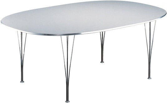 Fritz Hansen - Superellips B611 – 135x90 Cm White/chrome Spisebord Arne Jacobsen,Bruno Mathsson,Piet Hein Hvit Metall/tre