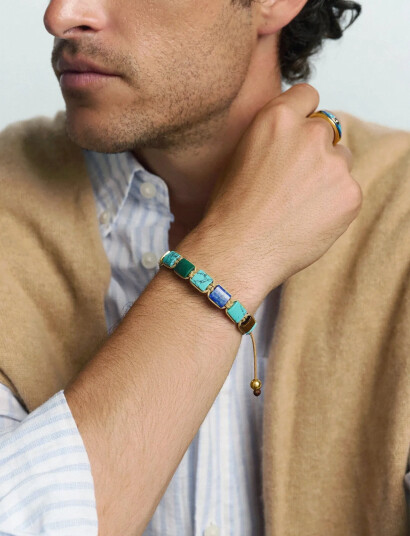 Nialaya The Dorje Flatbead Collection Turquoise Blue Lapis Red Jade Brown Tiger Eye And Green Jade Blue L Nialaya The Dorje Flatbead Collection Turquoise Blue Lapis Red Jade Brown Tiger Eye And Green Jade Blue L