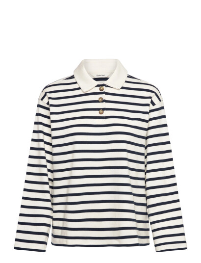 Selected Slfwada Ls Stripe Collar Top Noos White S