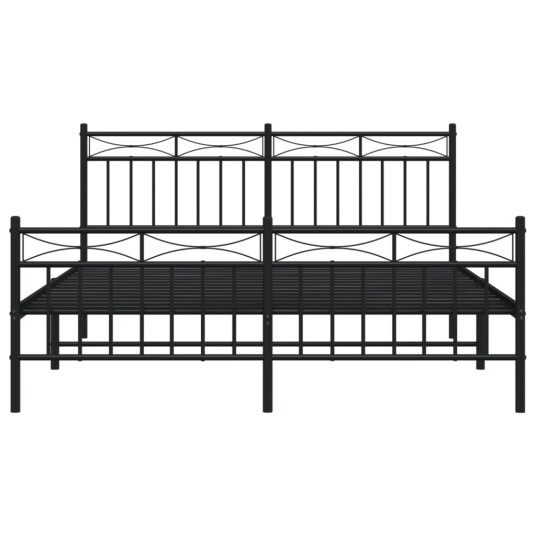 vidaXL Sengeramme i metall med hode- og fotgavl svart 160x200 cm 8721012210219