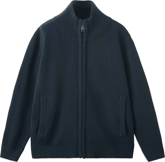 Mango 100% Cotton Zip Up Cardigan Navy 98