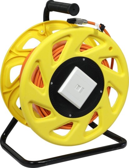 SYNERGY Kabeltrommel, CAT6A, 50m, CAT7A Rohkabel S-STP(S/FTP), mit 1x Buchse/Stecker RJ45(CAT6A), LSZH, Synergy 21