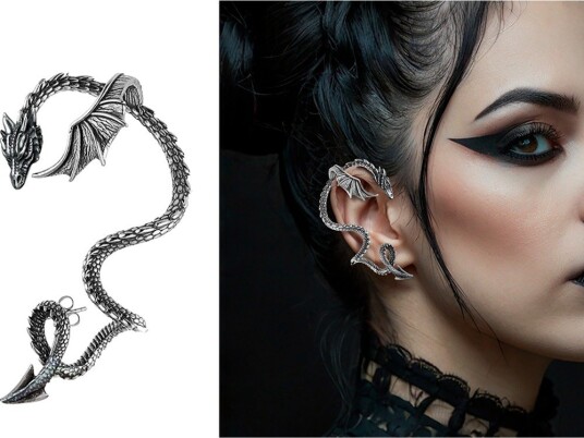 Sølvfarget Drage Øredobb / Ear Cuff
