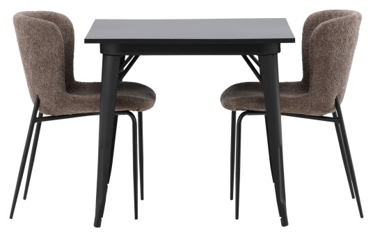 Venture Design Tempe Spisebord m. 2 Modesto stoler - Grå/Smoked sort Unoliving