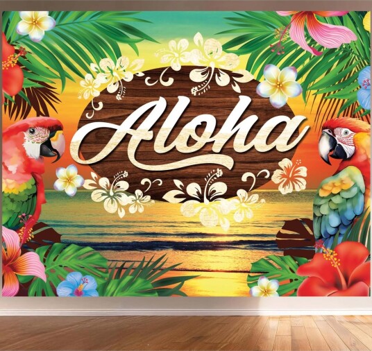 Stort Aloha Hawaii Banner/Fotobanner 220x150 cm