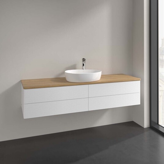 Villeroy & Boch Antao Servantskap med 4 skuffer 160x50x36 cm u/lys Hvit Matt/Eik Villeroy & Boch Antao Servantskap med 4 skuffer 160x50x36 cm u/lys Hvit Matt/Eik