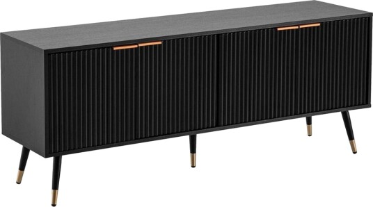 Lavbord Wohnling Sponplate Svart Foliert med 2 Dører Moderne Eik med Metallben -