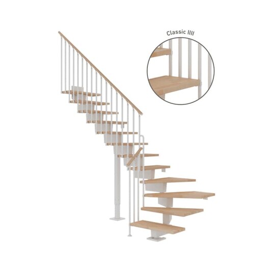 Dolle Dubai L trapp I Hvit classic Iiii oljeret Bøk 80 14   Loddret Høyde 255 315cm