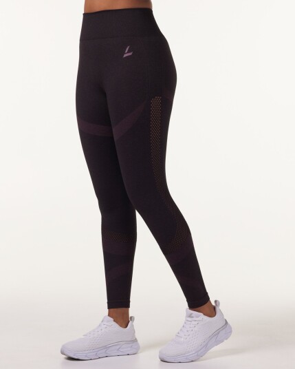 LEVITY Eclipse Mesh Seamless Tights Red Dusty Marl - XS