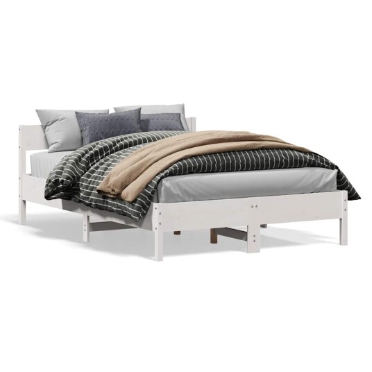 Sengeramme med hodegavl hvit 150x200 cm heltre furu 8721012429000