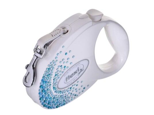 Flexi Uttrekkbar Snor Glam Splash Ocean M 5M Hvit