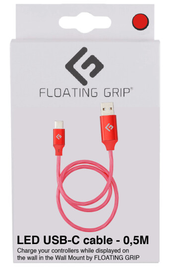 Floating Grip 0,5M LED USB-C Kabel Rød