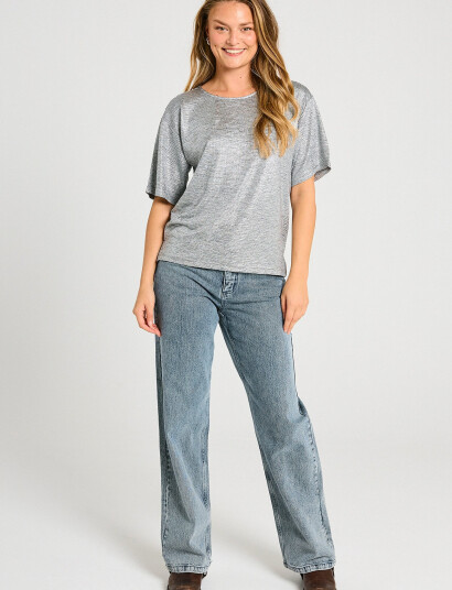 FREE/QUENT Fqsatina-Tee - Silver - L