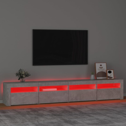 TV-benk med LED-lys betonggrå 240x35x40 cm TV-benk med LED-lys betonggrå 240x35x40 cm