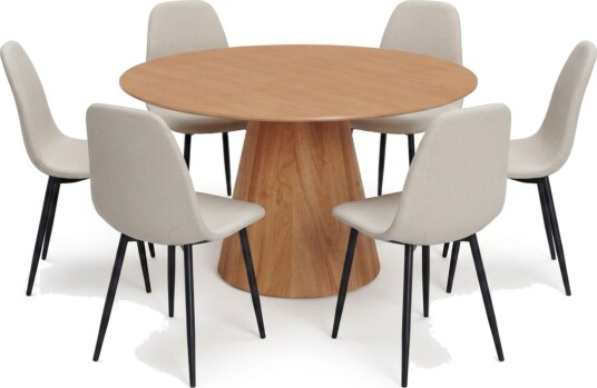 Siena spisegruppe rund 130 cm eik med 6 Nibe spisestoler - Eik