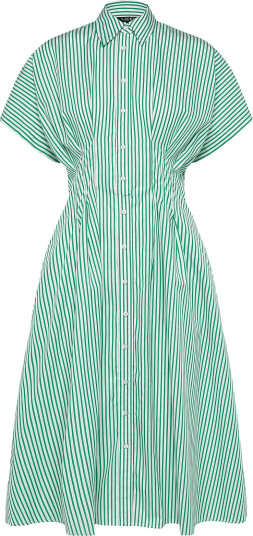 Lauren Ralph Lauren Striped Pleated Broadcloth Shirtdress Green 36