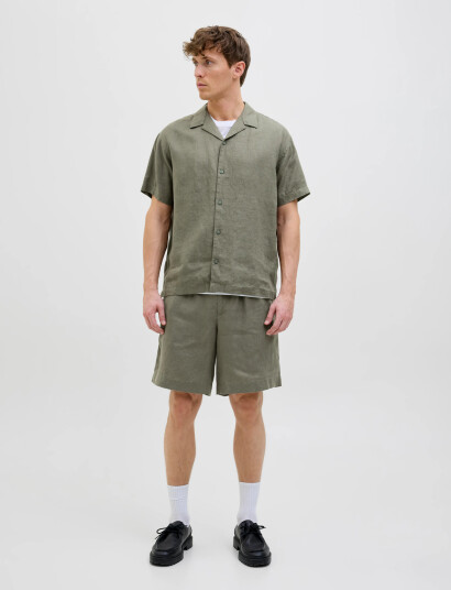 Jack & Jones Jpstbill Lawrence Linen Shorts Mid Sn - Green - L