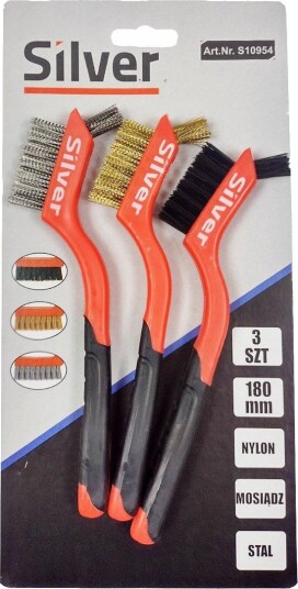 Silver Børstesett S10954 Til Metall 3 Deler (Stål, Nylon, Messing)