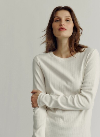 Rosemunde Rwbelmo Pointelle Ls T Shirt Cream L