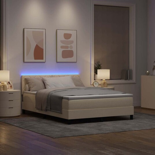 sengfjærmadrass med madrass & LED krem 160x200 cm stoff sengfjærmadrass med madrass & LED krem 160x200 cm stoff