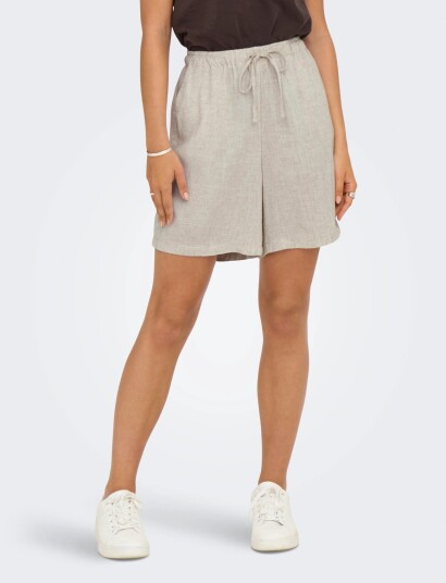 ONLY Onlsiesta Mw Pull Up Lin Bl Shorts Noos Beige XS