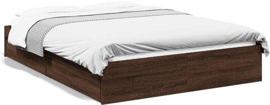 Sengeramme med skuffer brun eik 140x190 cm konstruert tre 8721102623448