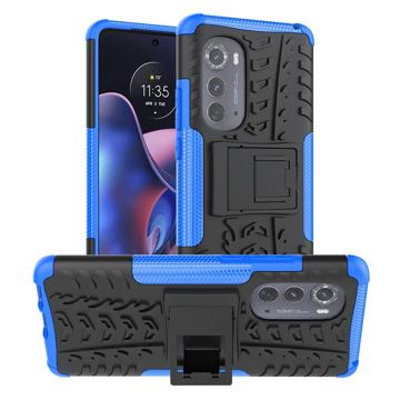 Anti-Slip Motorola Edge (2022) Hybrid-deksel med Stativ Blå / Svart