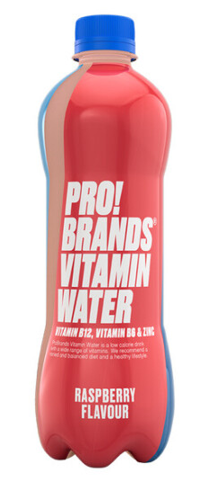 Pro!Brands Vitamin Water 12x 555 ml, Bringebær (Raspberry) Inkl.
