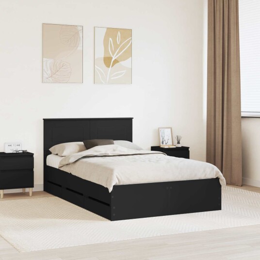 vidaXL Sengestamme med skuff Svart 120 x 190 cm Ingeniørtre
