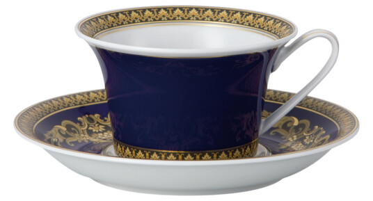 Versace Medusa Blå tekopp 4 med skål Versace Medusa Blå tekopp 4 med skål