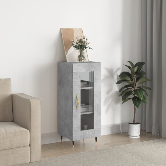 vidaXL Skjenk betonggrå 34,5x34x90 cm konstruert tre vidaXL Skjenk betonggrå 34,5x34x90 cm konstruert tre
