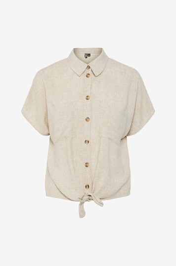 Pieces Skjorte pcPia SS Tie Shirt Grå