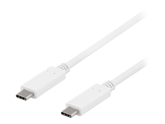 Deltaco USB-C til USB-C 50 cm 100 W 5 A Hvit Kabel