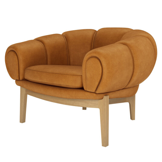 Gubi Croissant Lounge Chair Chamois / Oiled Oak