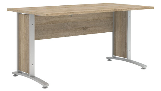 Prisme skrivebord D eik struktur dekor og sølvgrå stål.