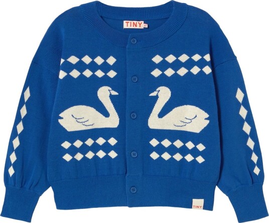 Tiny Cottons Cardigan Strikk Swans Diamonds Ultramarin Tiny Cottons 8 år 128 Cardigan Blå