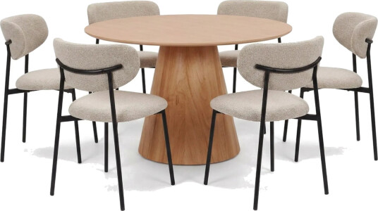 Siena spisegruppe rund 130 cm eik med 6 Lucy spisestoler - Eik