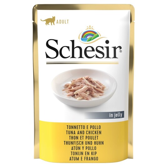 Økonomipakke Med Schesir Cat Jelly Pouch 24 X 85 G Tunfisk Og Kylling