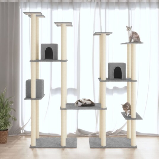 Vidaxl Kattetre Med Klorestolper I Sisal Lysegrå 174 cm