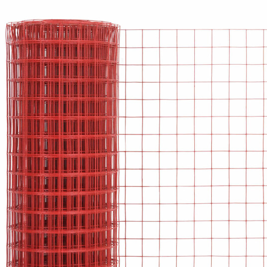vidaXL Trådgjerde kylling stål med PVC belegg 25x1 m rød